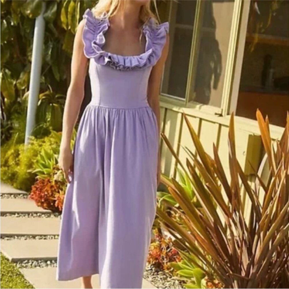 Free People Ruffle It Up Lavender Fields Midi Dress